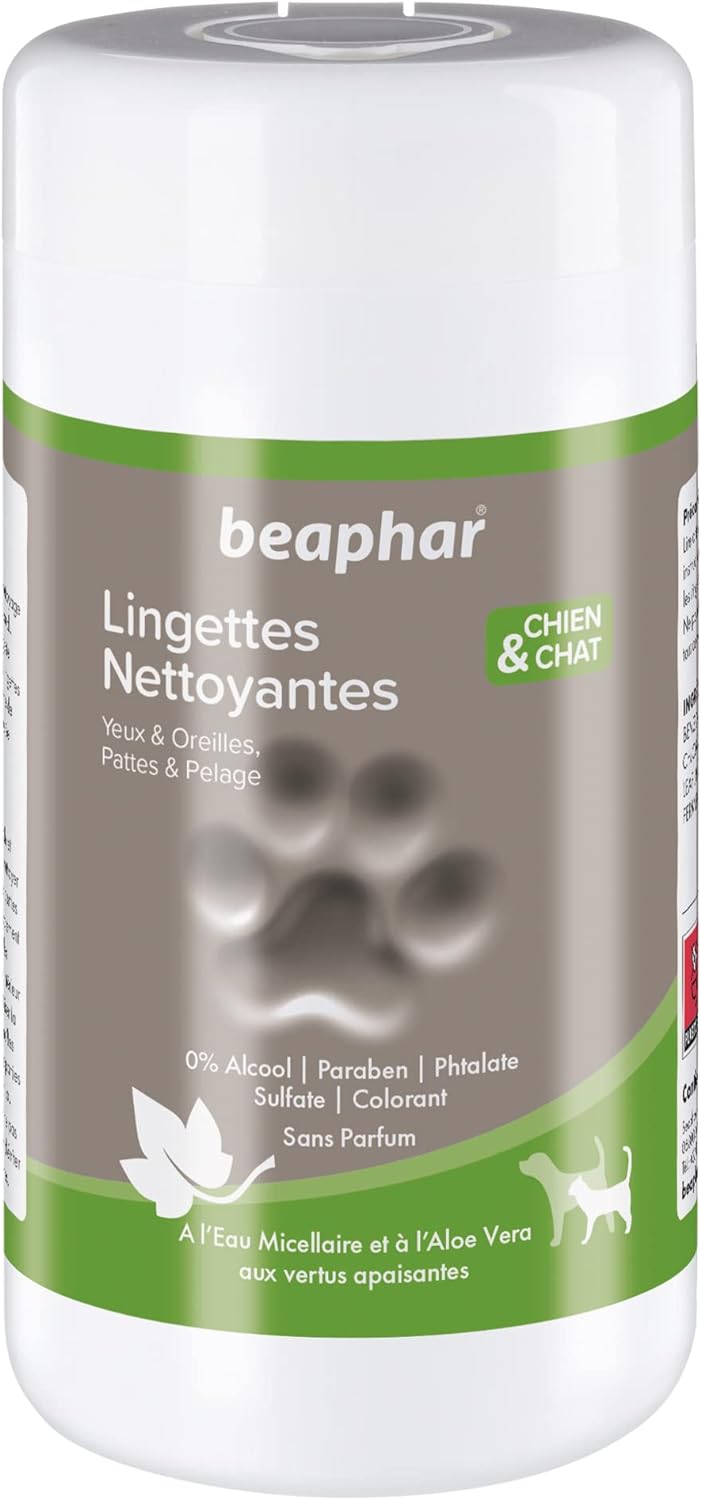Lingettes nettoyantes yeux, oreilles, pattes et pelage pour chien et chat – Au Calendula aux vertus apaisantes – Facilite le nettoyage – Respecte l’épiderme de l’animal