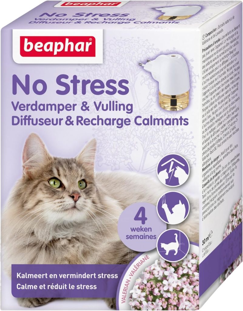 BEAPHAR – NO STRESS – Diffuseur électrique calmant à la Valériane pour chat – Réduit le stress et les problèmes comportementaux sans dépendance ni somnolence – 1 prise + 1 recharge 30ml – 4 semaines