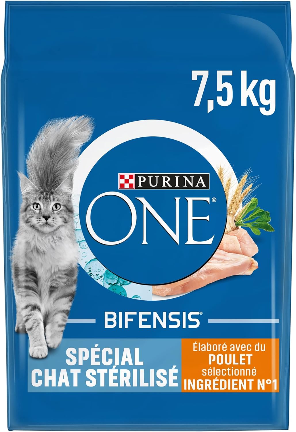 PURINA ONE Bifensis Chat Stérilisé Croquettes au Poulet pour Chats Adultes | Sac de 7,5kg