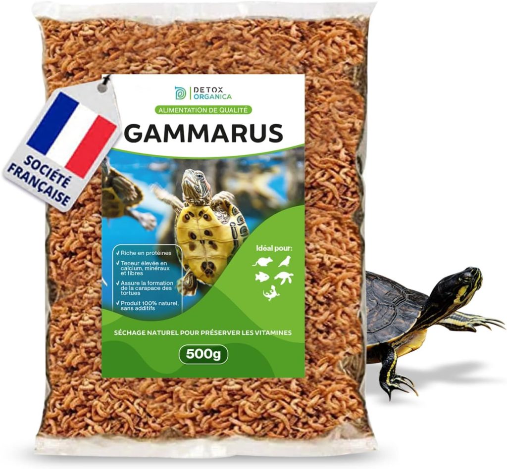 Nourriture Tortue Aquatique [ Gammarus 4.5 litres = 500gr - Alimentation 100% Naturelle ] Crevette pour Tortue d’Eau – Riche en Calcium, sels minéraux et Fibres – Un Vrai régal pour Vos Tortues