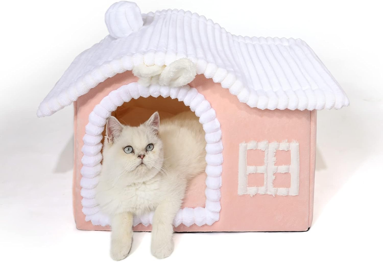 Niche pour Chat Interieur,Maison pour Chien Chat avec cheminée Mignonne