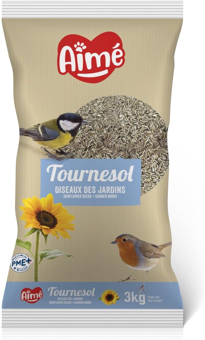Graines de Tournesol pour Oiseaux du Ciel Sauvages 3kg - Nourriture Oiseaux Extérieur pour Rouge-Gorge, Pinson, Mésange - Source de Matières Grasses