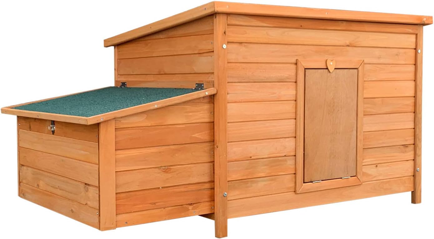 Poulailler Marron rougeâtre Bois 136x74x70cm Nichoir Bac Amovible Nettoyage Abri Niche Maisonnette