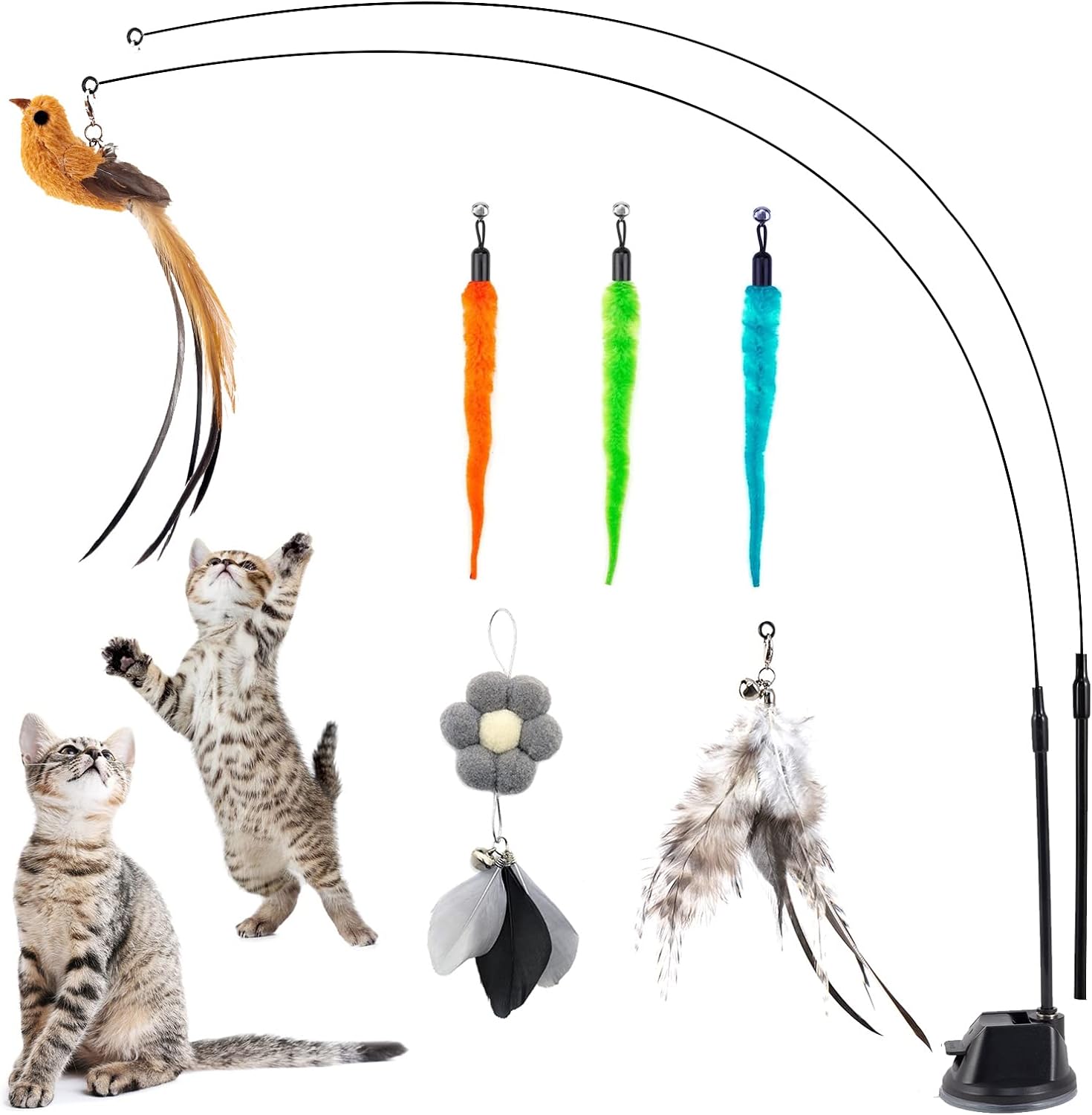 Jouet Chat Interieur, interactifs pour Chats avec 2 Baguette Magique