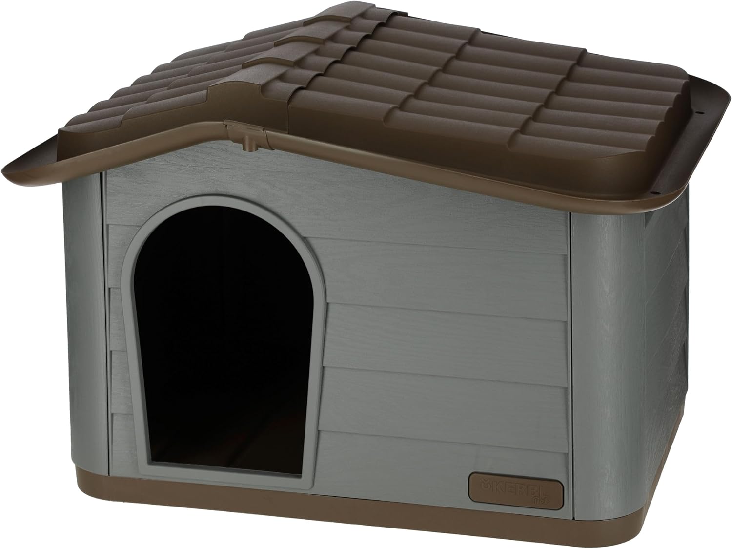 Eco Maison pour Chat Aspect méditerranéen Plastique recyclé Gris Vert/Marron 60 x 51 x 41 cm