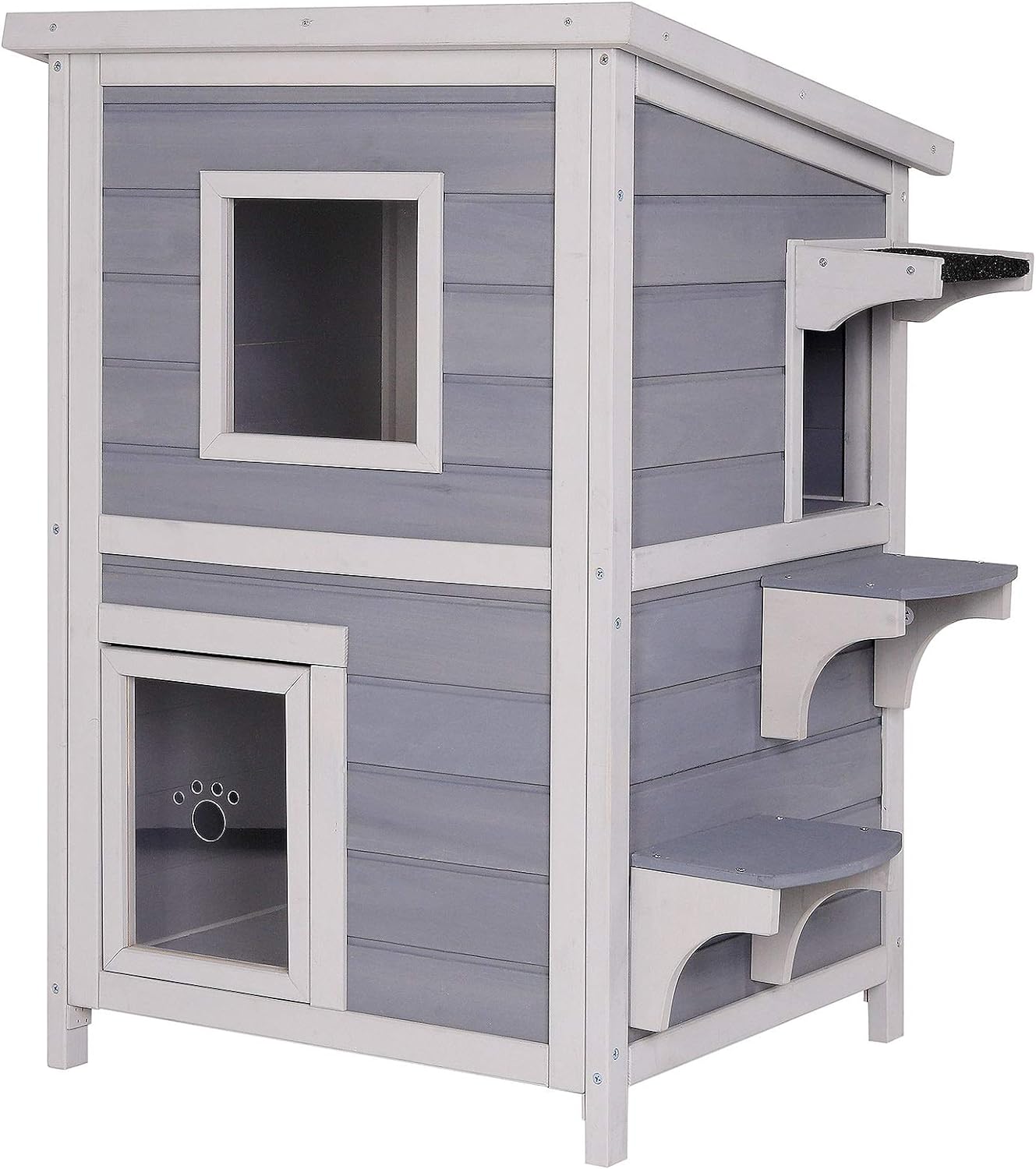 Maison pour chat cabane pour chat abri pour chat enclos pour chat en Gris 56x52x82 cm