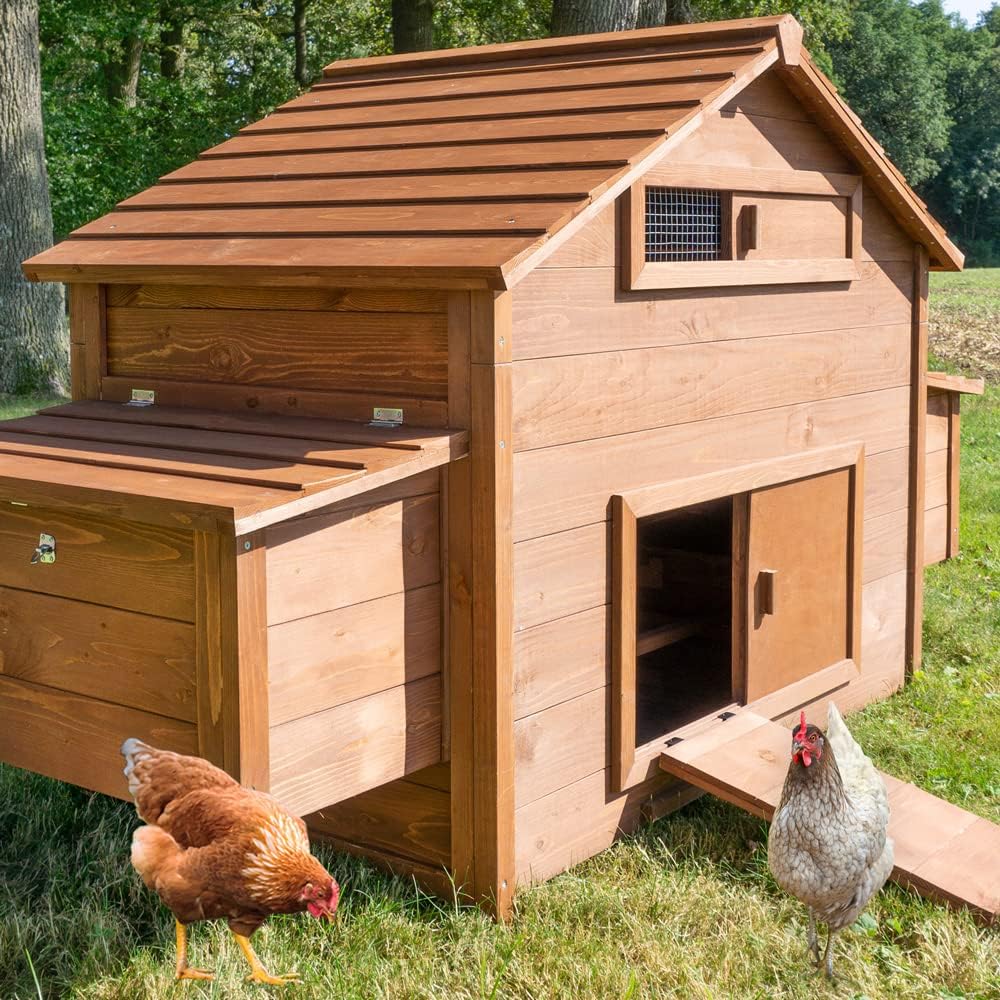 Poulailler en Bois pour Jardin extérieure Cage Canard équipé 2 nichoirs 185 x 84 x 112 cm Modèle 154 Ferme de Terrain