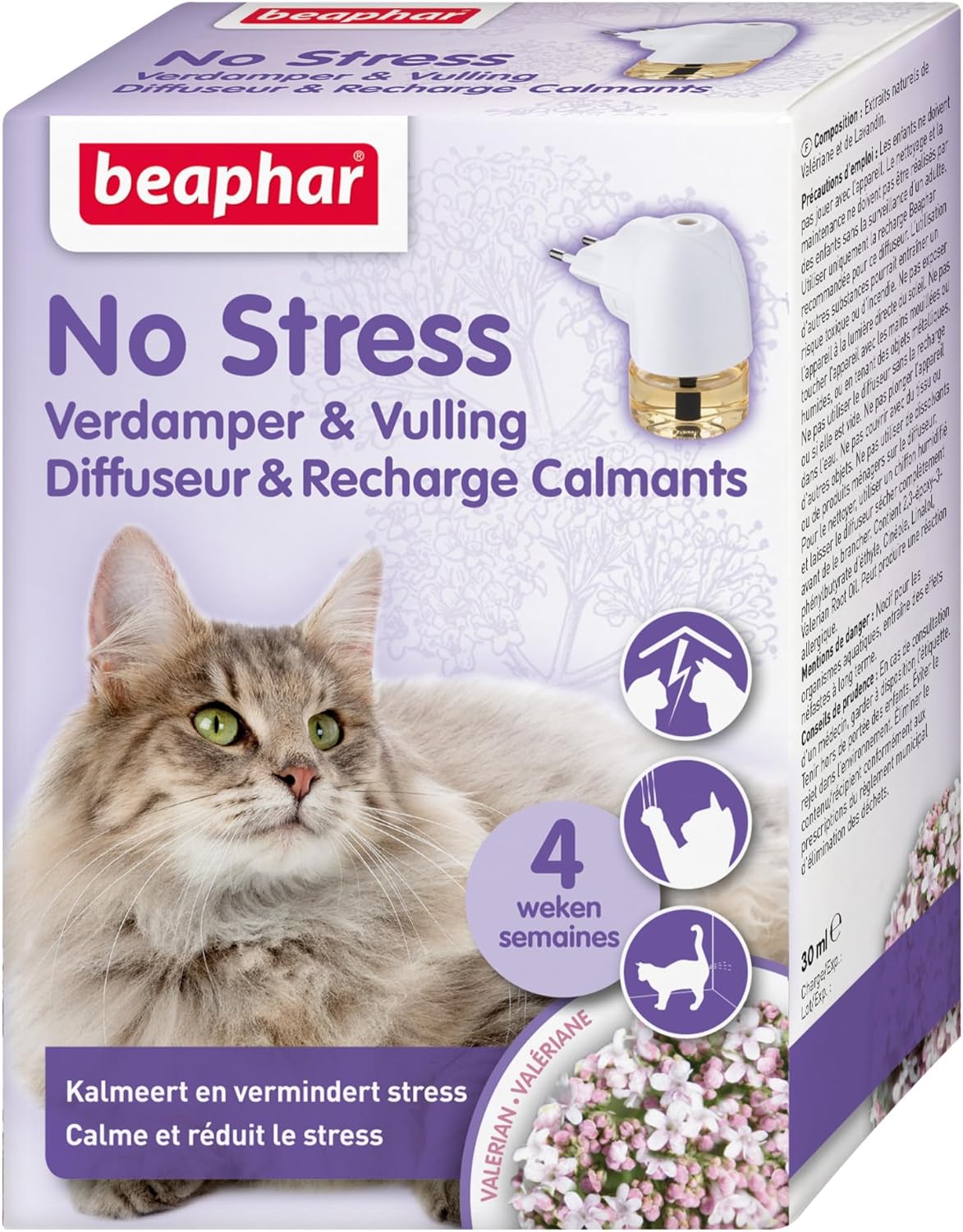 BEAPHAR – NO STRESS – Diffuseur électrique calmant à la Valériane pour chat