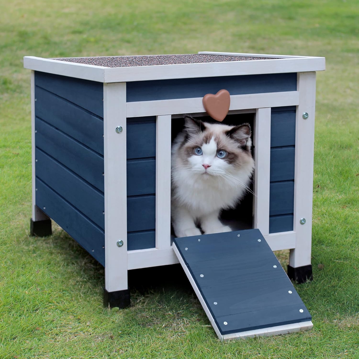 Maison de Chat Exterieur en Bois, Niche pour Chat Exterieur Hiver Etanche