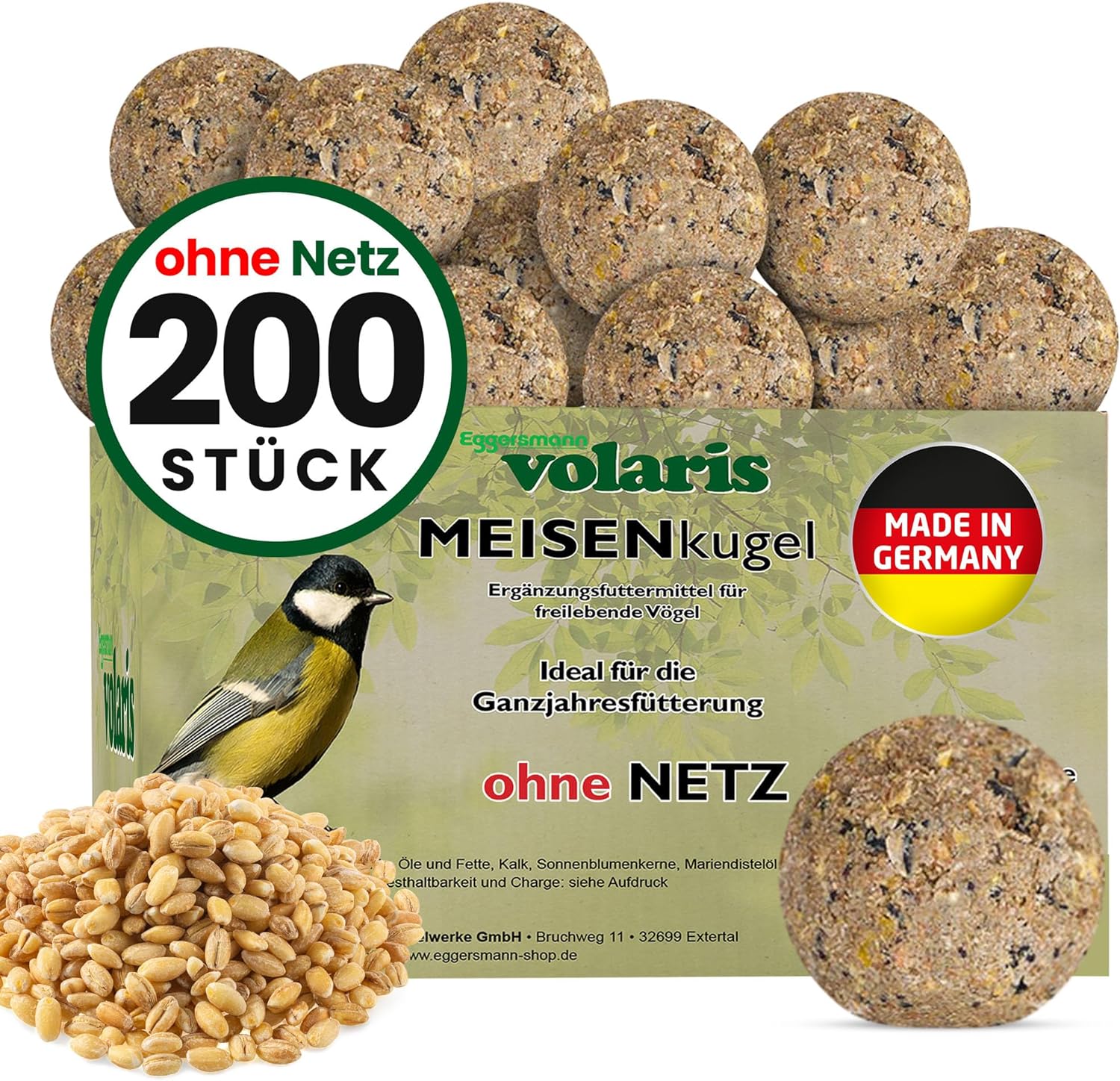Lot de 200 Boules de mésanges sans Filet - Boules de Graisse avec Tous Les nutriments Importants