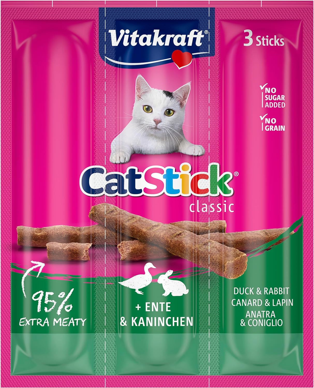 Cat-Stick Mini Friandise Premium pour Chat Canard/Lapin Sachet Fraîcheur de 3 Sticks