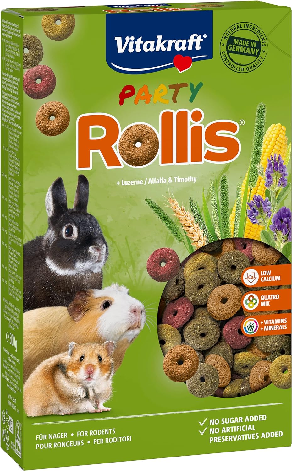 Party Rollis - Friandise pour Rongeurs - Alimentation Complémentaire Riche en Calcium, Minéraux et Enrichis en Vitamine C