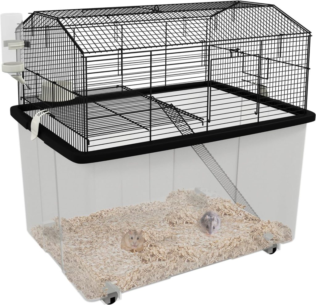 Cage Hamster, Cage Rongeur, 2 étages, avec roulettes, Plate-Forme et échelle 1