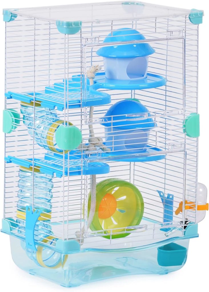 Cage pour hamster avec tunnels, abreuvoir et mangeoire Coloris aléatoire 4