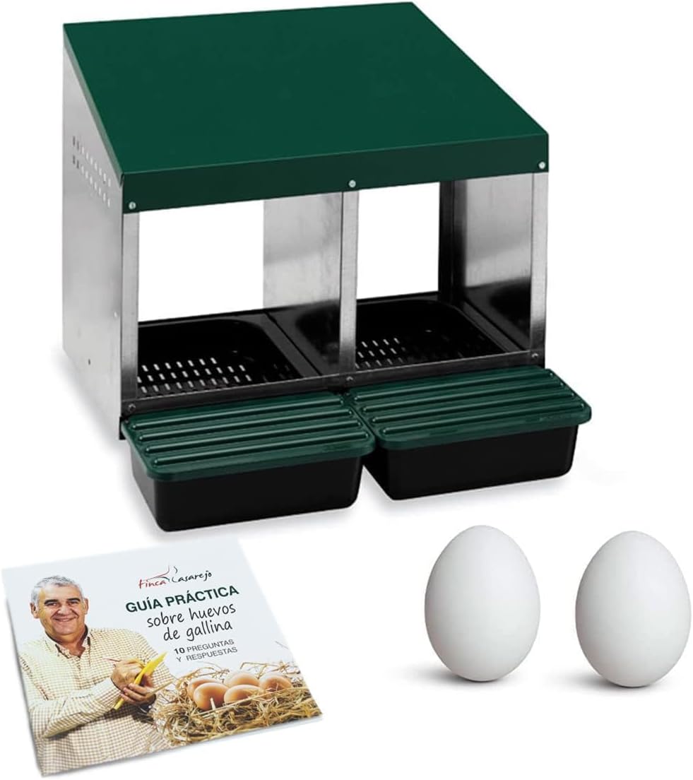 Pondoirs ECO pour Poules 2 Compartiments +2 Œufs Factices et Un Guide Pratique