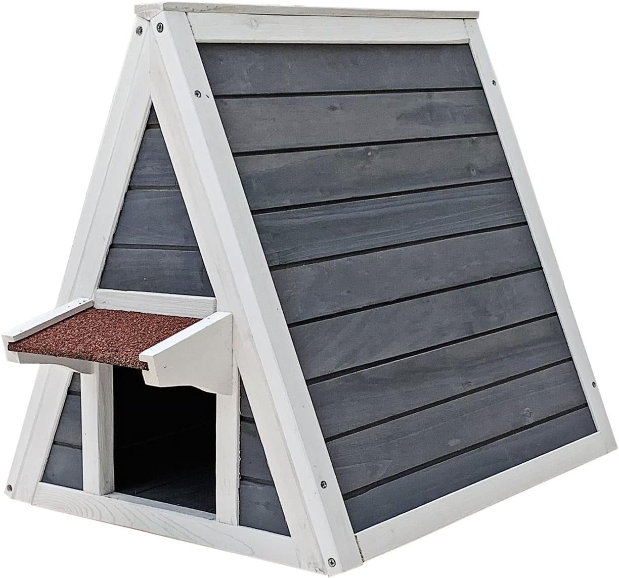 Maisonnette pour Chat Bois résistant 51 x 50,5 x 48,5 cm Entrée et Porte arrière Cabane Abri Niche