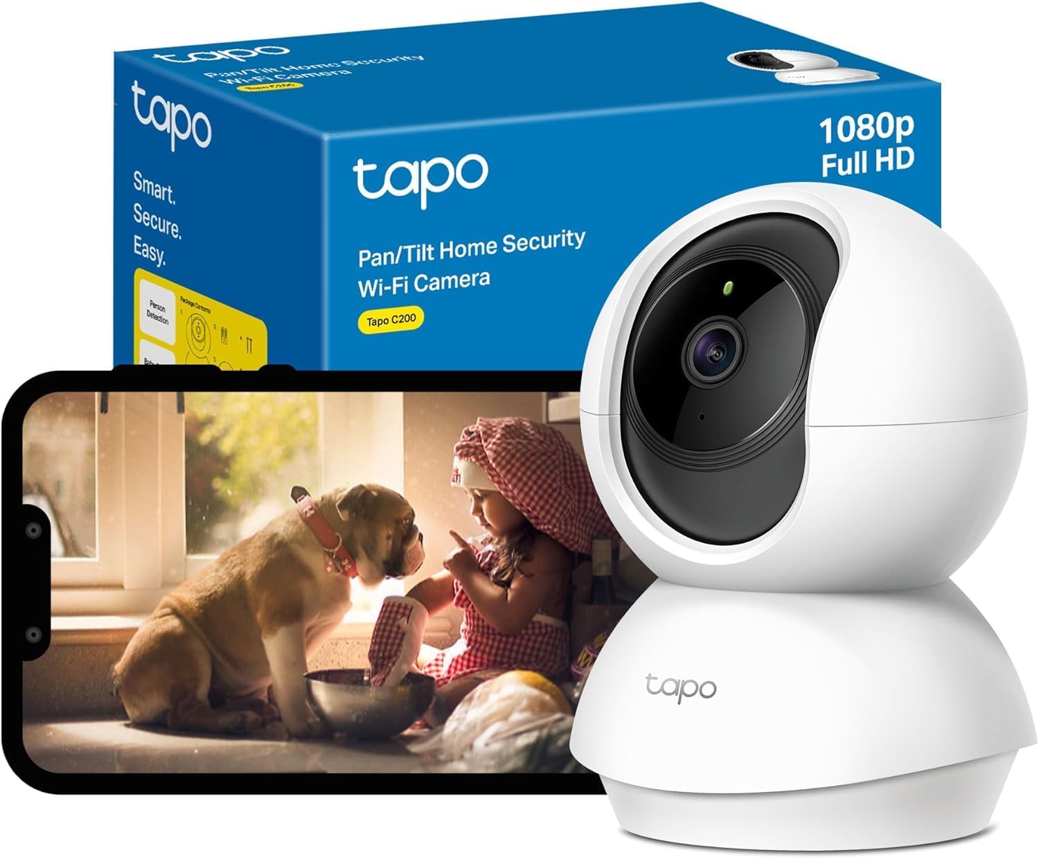 Caméra Surveillance WiFi intérieure 360° 1080p C200, Vision nocturne, Notifications en temps réel