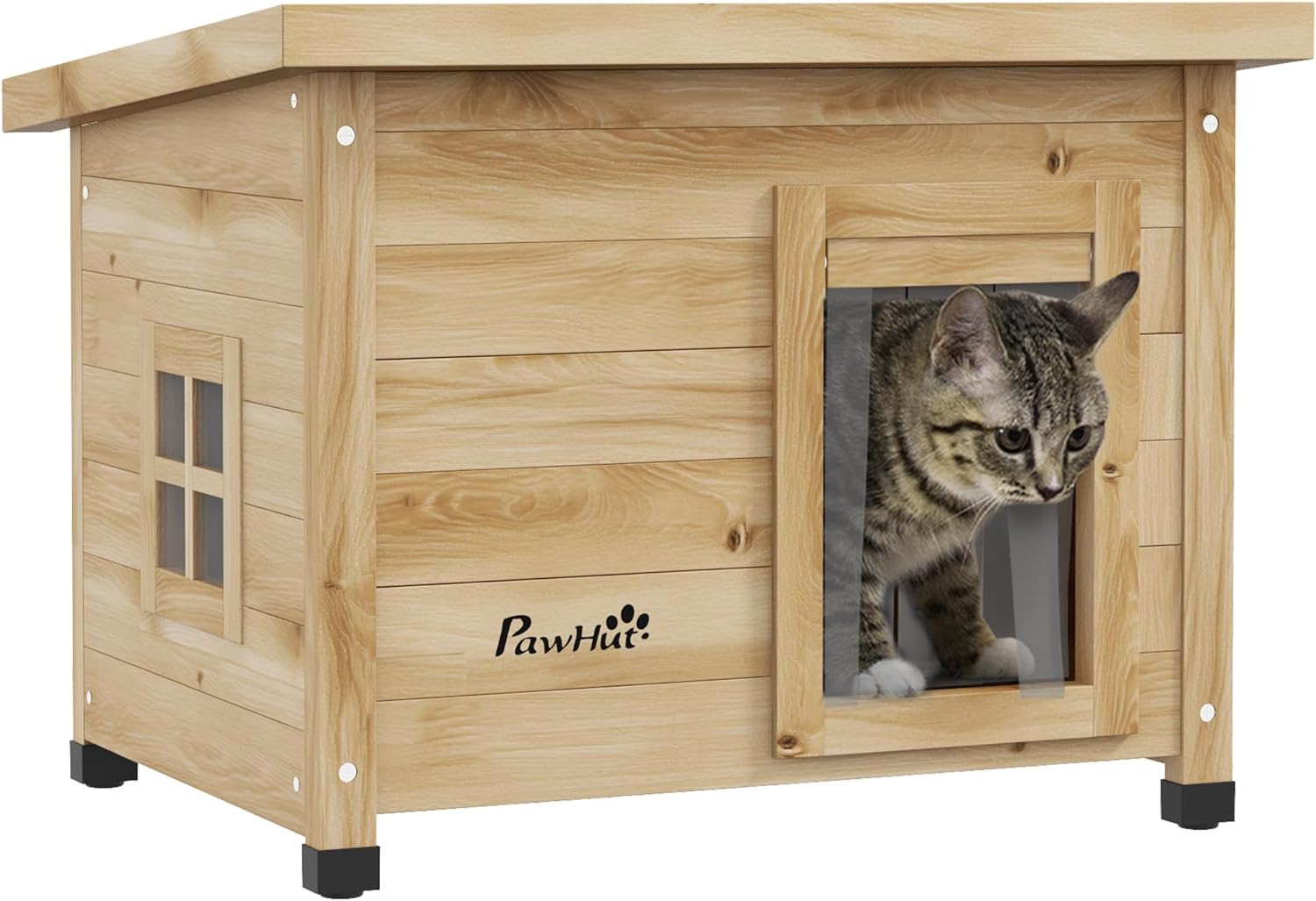 Maison pour Chats Niche d'extérieur en Bois surélevée avec Toit Asphalte