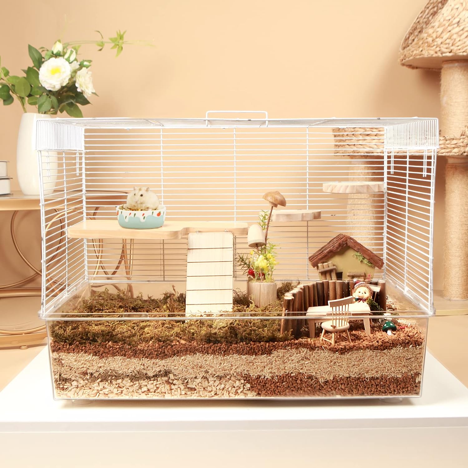 Cage Hamster Habitat avec Accessoires Spacieuse