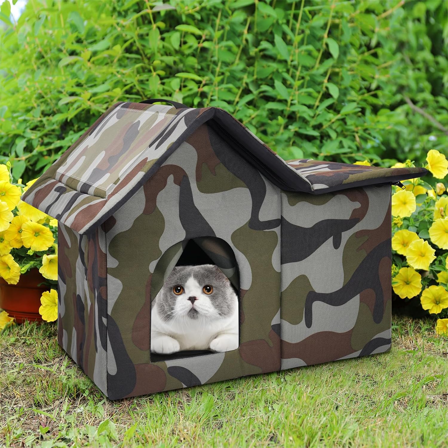 Niche pour chat pour l'extérieur - Résistante à l'hiver - Imperméable et chaude