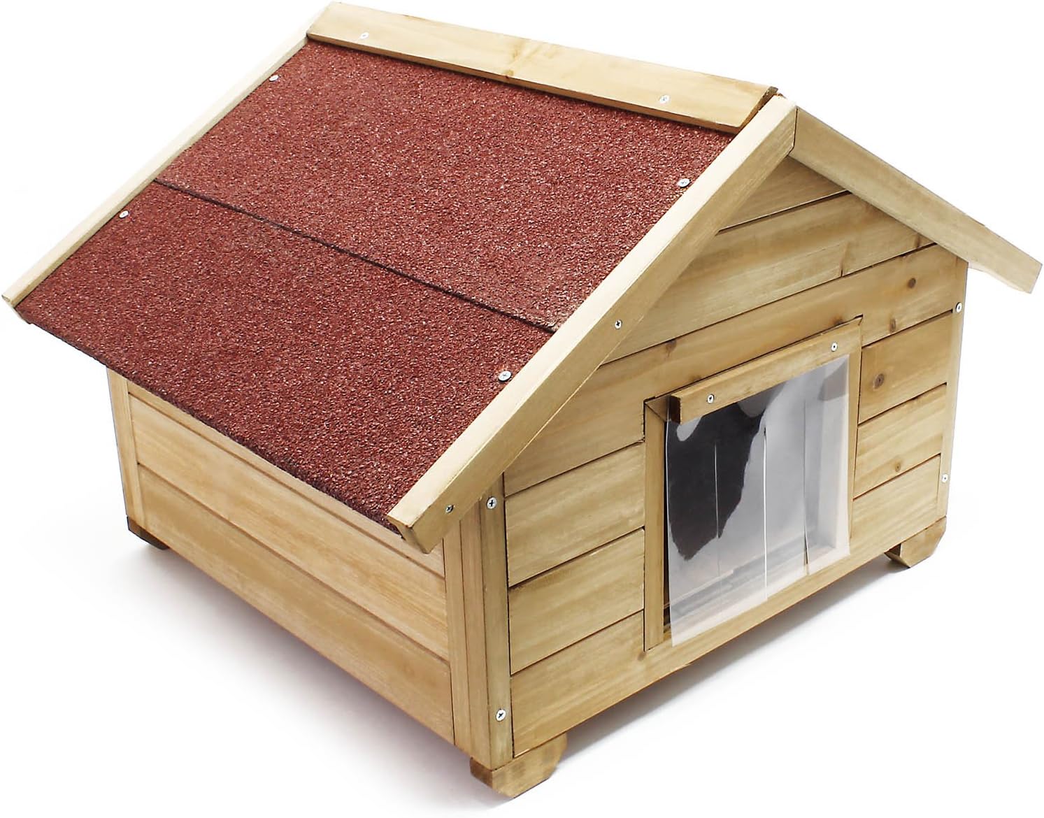 Niche de Chat avec Isolation avec Porte Maison pour Chat Outdoor Maisonnette de Chat pour l’Hiver S Brun