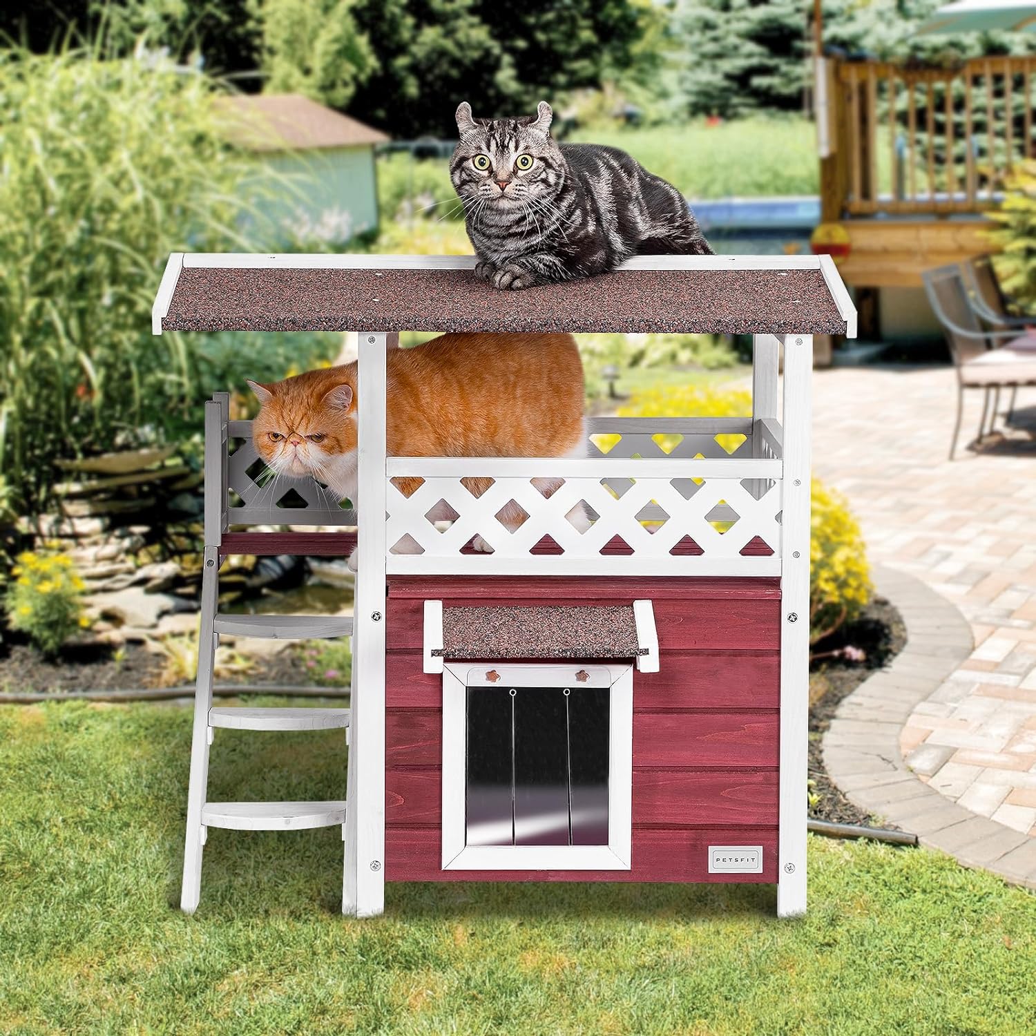 Niche pour chat en bois massif - Résistante aux intempéries