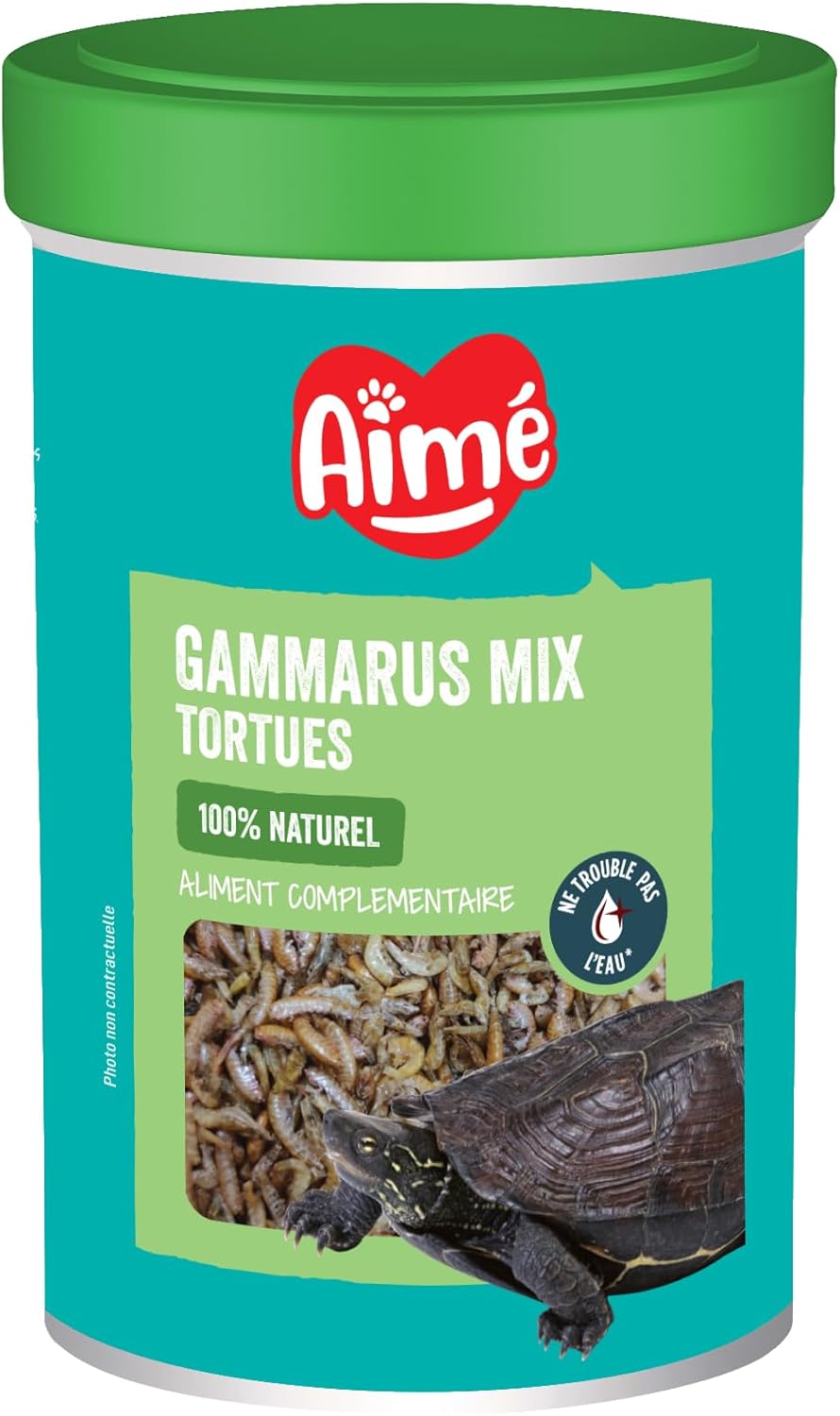 Aimé | Mix Gammarus | Nourriture Tortue Aquatique | Aliment Complémentaire Naturel | Mix de Mollusque et Crustacés | Gammarus et Crevette Séchée