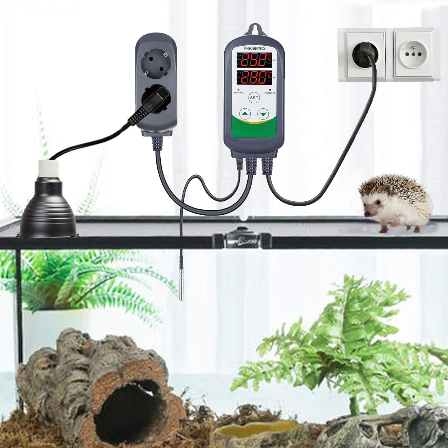 Inkbird ITC-308 Prise Thermostat Numérique 2 Relais 220V Sonde,Controleur Température Refroidissement Chauffage pour Aquarium Terrarium Incubateur Mini Serre Cuve Brassage(Standard)