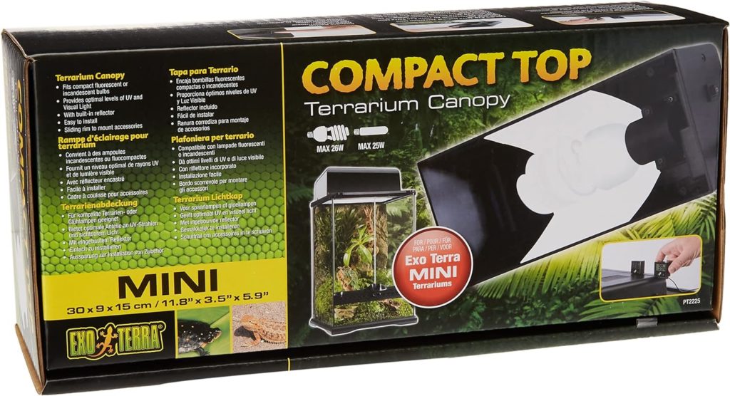 Exo Terra Compact Top, couverture de terrarium, mini, pour 1 lampe, avec réflecteur, 30 x 9 x 15 cm, douille E27