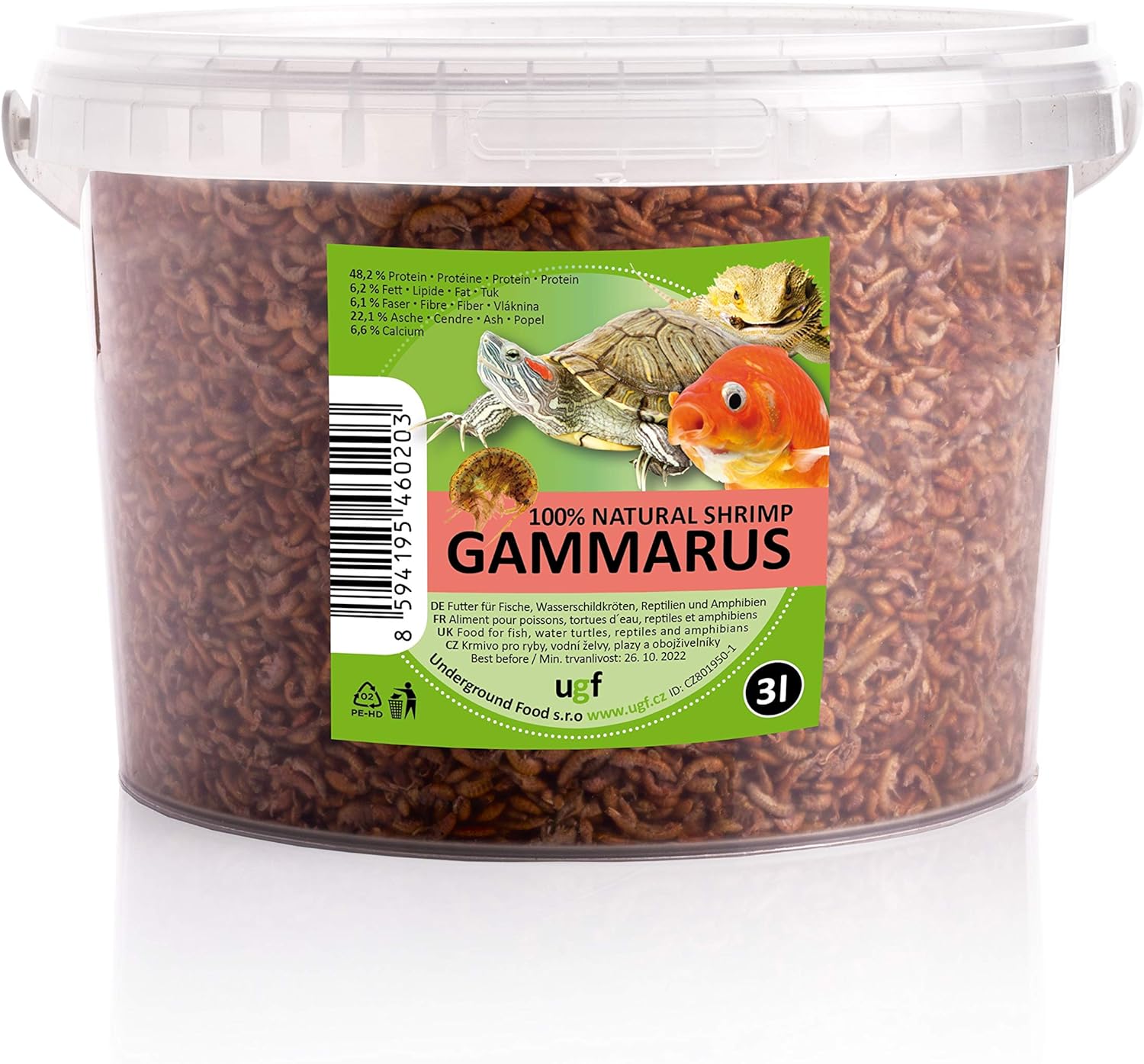 Crevettes d'eau Douce Premium Gammarus séchées, Seau de 3 litres