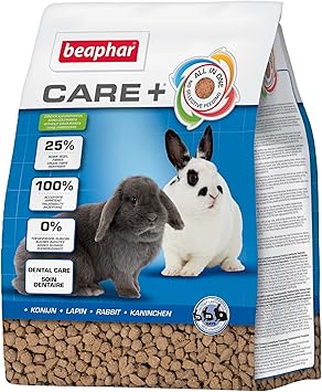 BEAPHAR – CARE+ – Alimentation Super Premium extrudée pour lapin – 25% de fibres – Appétent, sans sucre ajouté ni colorant– Haute digestibilité – Participe à l’usure naturelle de dents – 1,5 kg
