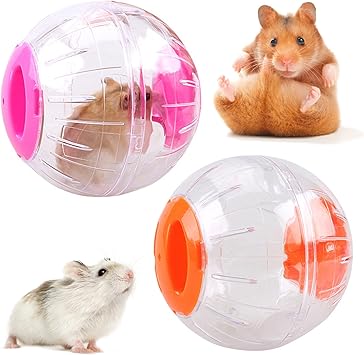 Boule d'Exercice de Hamster 2 Pcs Boule Gym pour Hamsters Ballon de Jouet de Gerbille Plastique Petit Balle Portatif pour Courir Jogging Sport Hamster Gerbille Animal de Compagnie
