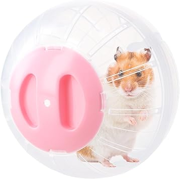 Boule Hamster 14,5cm, Balle d'exercice pour Hamster, Transparent Roues D'exercices pour Petits Animaux, Ballon de Course pour Hamster, Gerbille, Cochon d'Inde, Hérisson Exercice (Rose)
