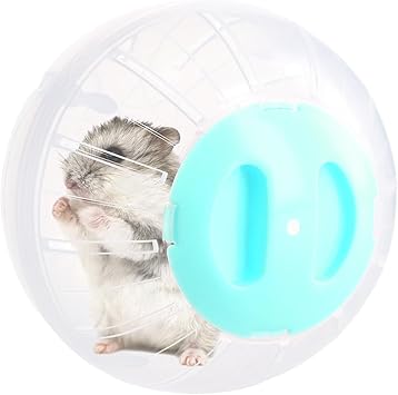 Boule Hamster, Hamster Exercise Ball, Balle d'exercice pour Hamster, Transparent Mignon Animal Hamster Boule, Roues D'exercices pour Petits Animaux, Hamster, Gerbille, Cochon d'Inde (Bleu)

