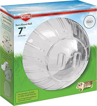 Kaytee , Run About Ball, couleur claire, balle d'exercice et jouets pour hamsters, gerbilles et autres petits animaux, 17.8cm de diamètre
