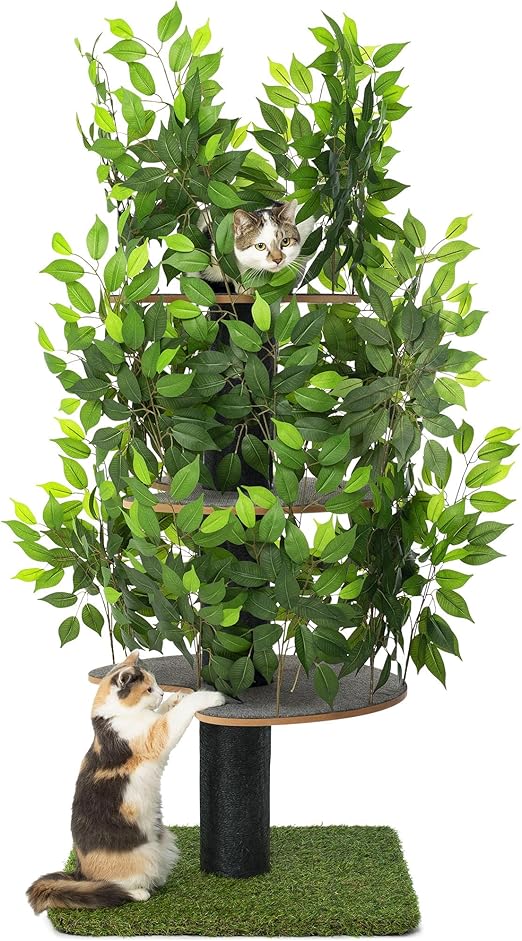 Arbre à Chat pour Grimper, se Cacher et Dormir - Griffoir Breveté à Feuilles interchangeables, Plusieurs Niveaux, Montage Facile - Matériaux sans Danger pour Les Animaux, très Solide