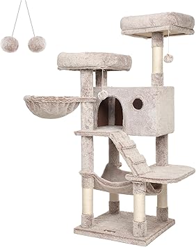 Feandrea Arbre à Chat, Tour de Jeux, Grand, Doux, Marron et Blanc Ombré PCT162M01