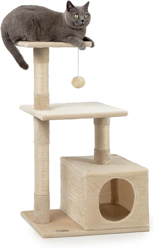 lionto Arbre à Chat Arbre à Grimper griffoir pour Chat Hauteur 85 cm, Beige
