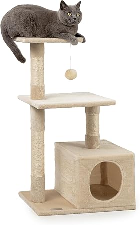 lionto Arbre à Chat Arbre à Grimper griffoir pour Chat Hauteur 85 cm, Beige