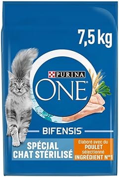 PURINA ONE Bifensis Chat Stérilisé Croquettes au Poulet pour Chats Adultes | Sac de 7,5kg ( l'emballage peut varier)