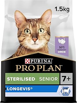 PURINA PRO PLAN | Sterilised Senior 7+ Longevis | Riche en Dinde | Croquettes | Chat | Sac de 1,5kg